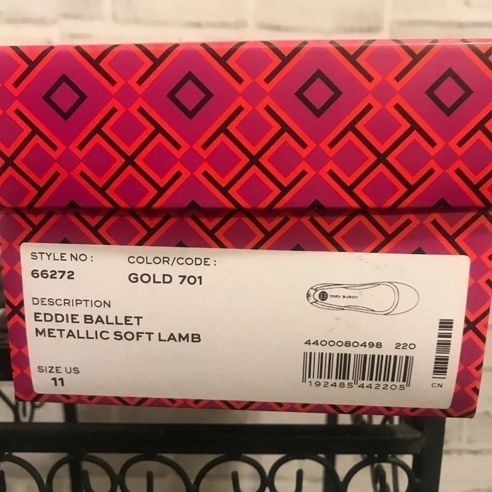 NWT Tory Burch Eddie Ballet Flat Gold Metallic